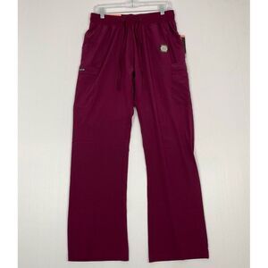 Heal Wear Womens M Cargo Scrub Pants Maroon Drawstring Elastic‎ Waist RN 127051